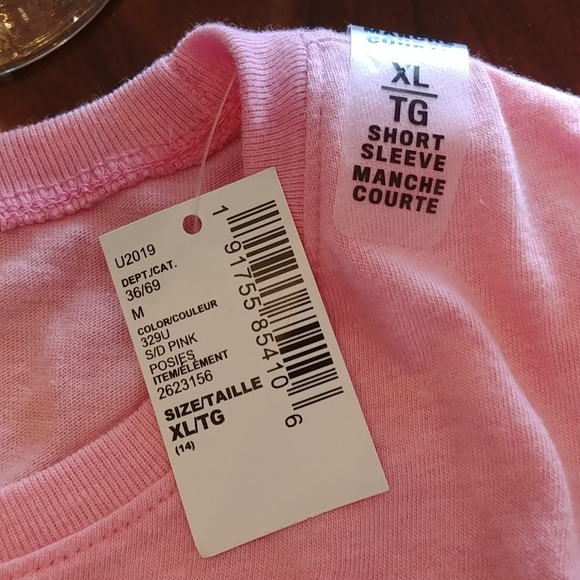 NWT, Size 14 XL/TG, Pink and multi color, short sleeve top - Picture 3 of 4